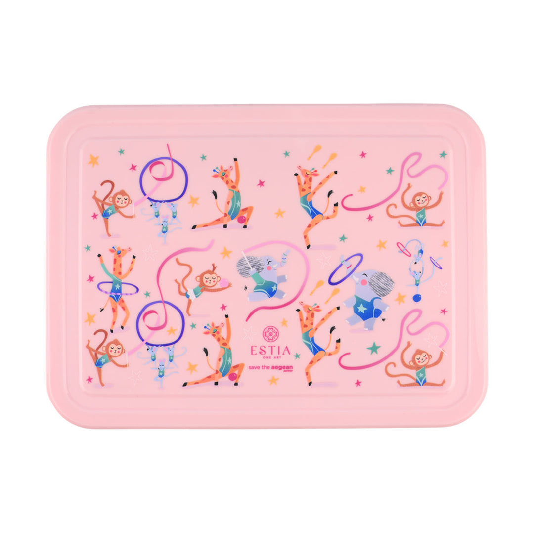 Τάπερ Estia Παιδικό Με 5 Θήκες Κουτάλι Και Πιρούνι 1330ml Ροζ Wild Stunts