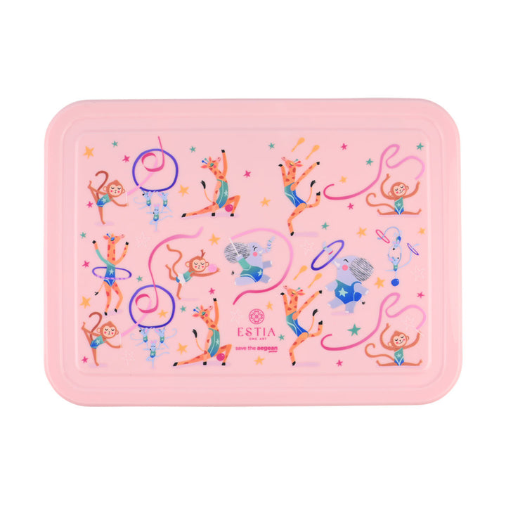 Τάπερ Estia Παιδικό Με 5 Θήκες Κουτάλι Και Πιρούνι 1330ml Ροζ Wild Stunts