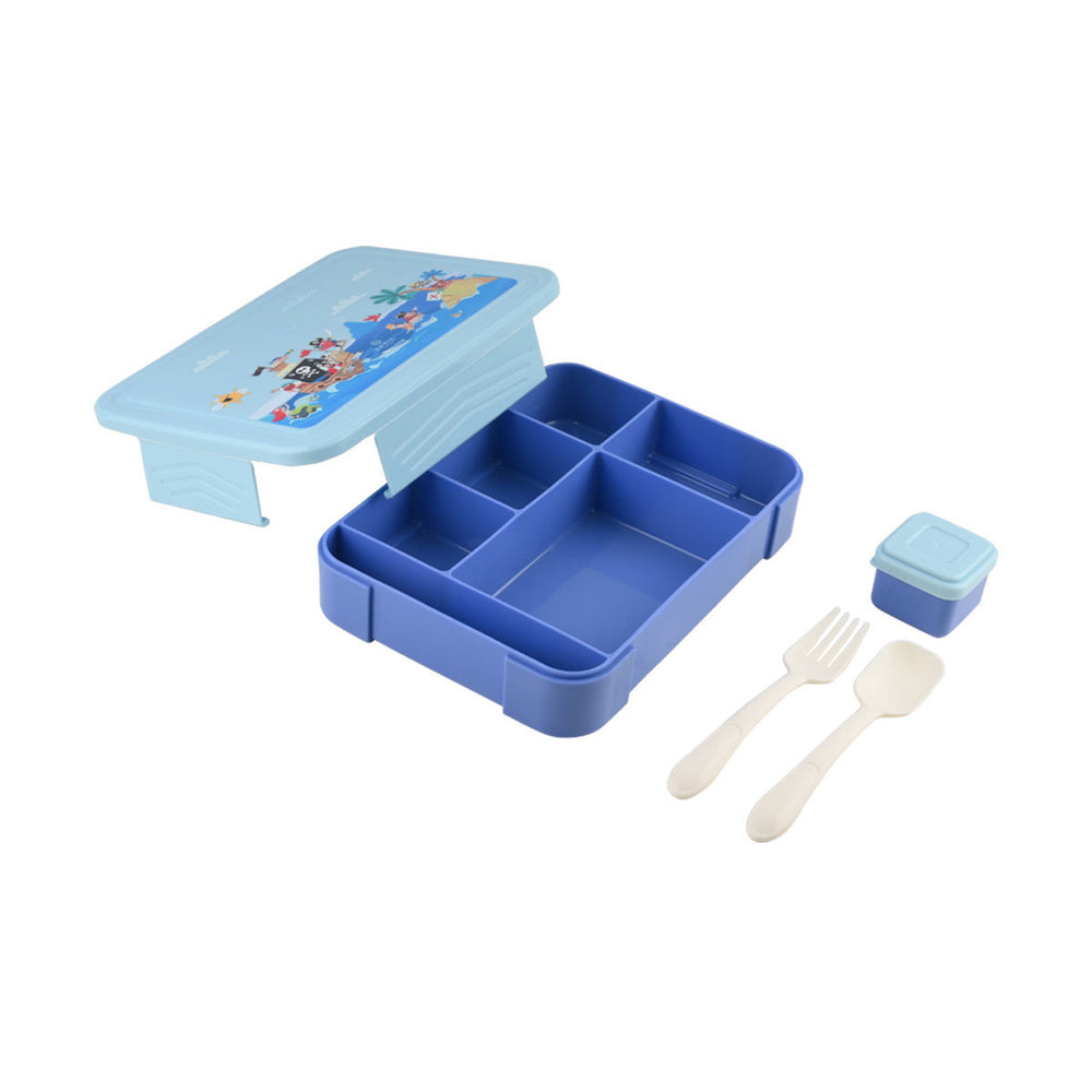 Τάπερ Estia Παιδικό Με 5 Θήκες Κουτάλι Και Πιρούνι 1330ml Μπλε Treasure Quest