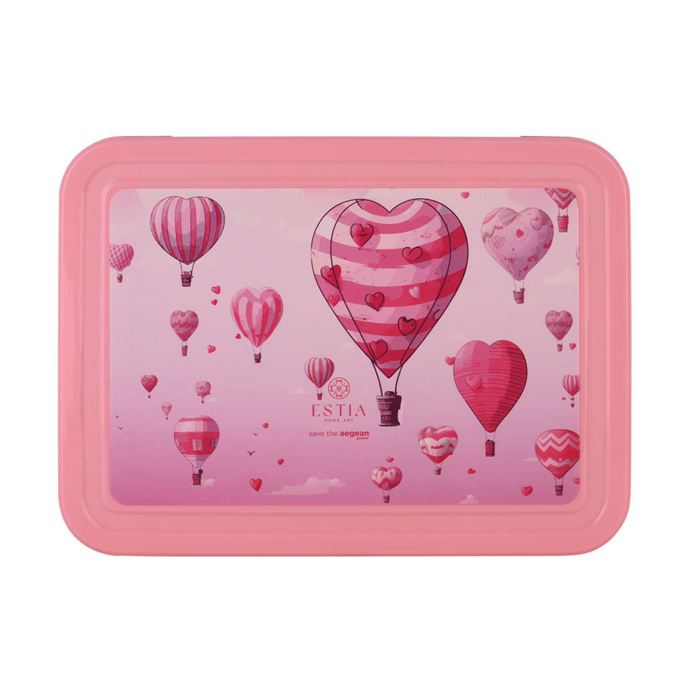 Τάπερ Estia Παιδικό Με 5 Θήκες Κουτάλι Και Πιρούνι 1330ml Ροζ Love Ascend