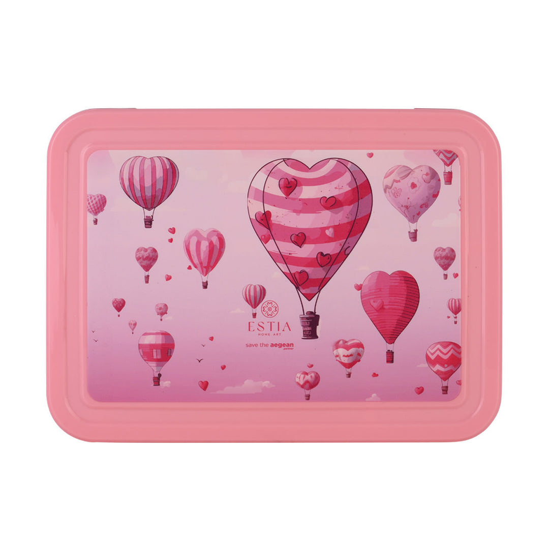 Τάπερ Estia Παιδικό Με 5 Θήκες Κουτάλι Και Πιρούνι 1330ml Ροζ Love Ascend