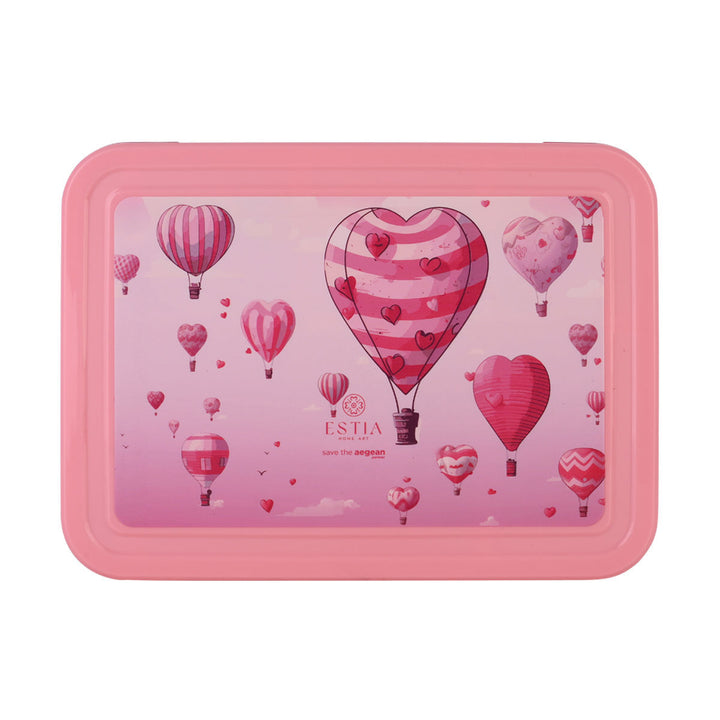 Τάπερ Estia Παιδικό Με 5 Θήκες Κουτάλι Και Πιρούνι 1330ml Ροζ Love Ascend