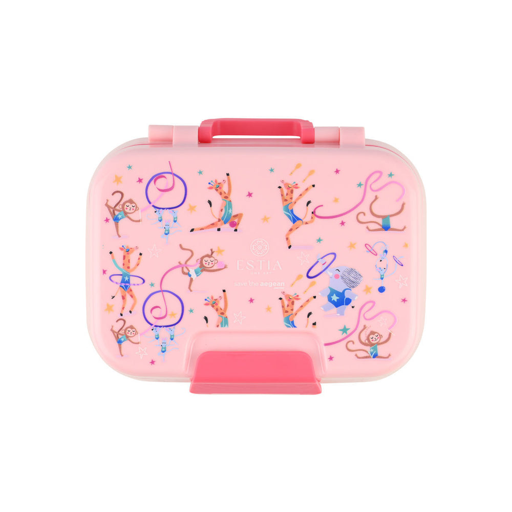 Τάπερ Estia Παιδικό 2 Επιπέδων Με Κουτάλι Και Πιρούνι 1030ml Ροζ Wild Stunts