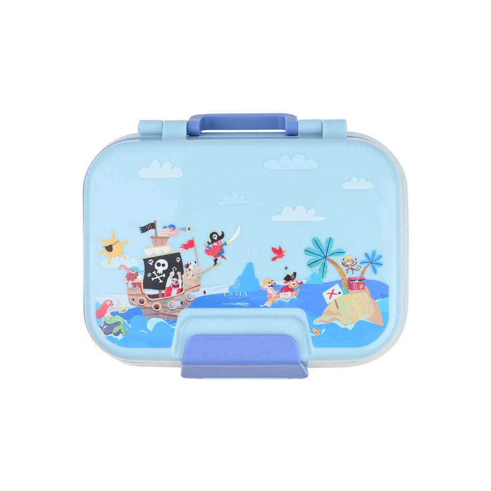 Τάπερ Estia Παιδικό 2 Επιπέδων Με Κουτάλι Και Πιρούνι 1030ml Μπλε Treasure Quest