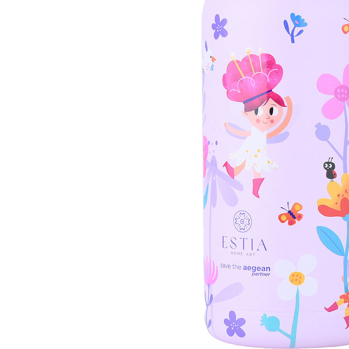 Estia Θερμός Παιδικό Με Λαβές Και Καλαμάκι 350ml Μωβ Fairy Tales