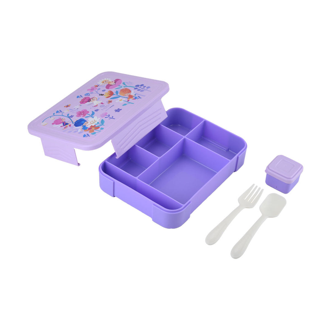 Τάπερ Estia Παιδικό Με 5 Θήκες Κουτάλι Και Πιρούνι 1330ml Μωβ Fairy Tales