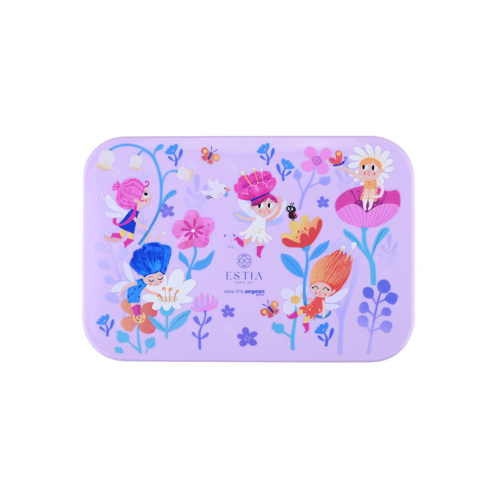 Τάπερ Estia Παιδικό Με 2 Αποσπώμενες Θήκες 900ml Μωβ Fairy Tales