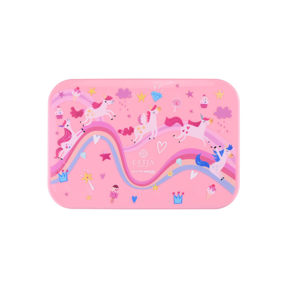 Τάπερ Estia Παιδικό Με 2 Αποσπώμενες Θήκες 900ml Ροζ Rainbow Dreams