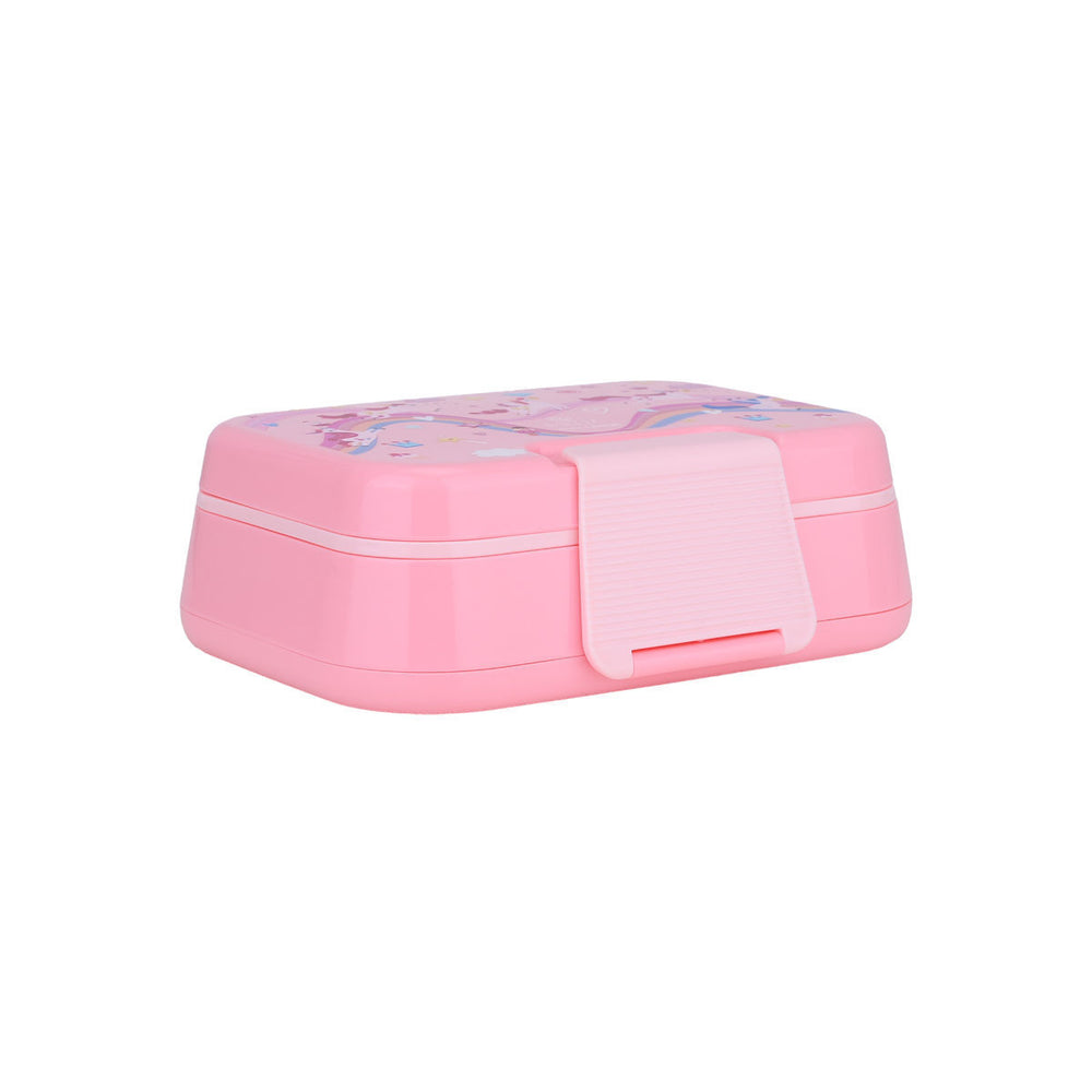 Τάπερ Estia Παιδικό 2 Επιπέδων Με Κουτάλι Και Πιρούνι 1030ml Ροζ Rainbow Dreams