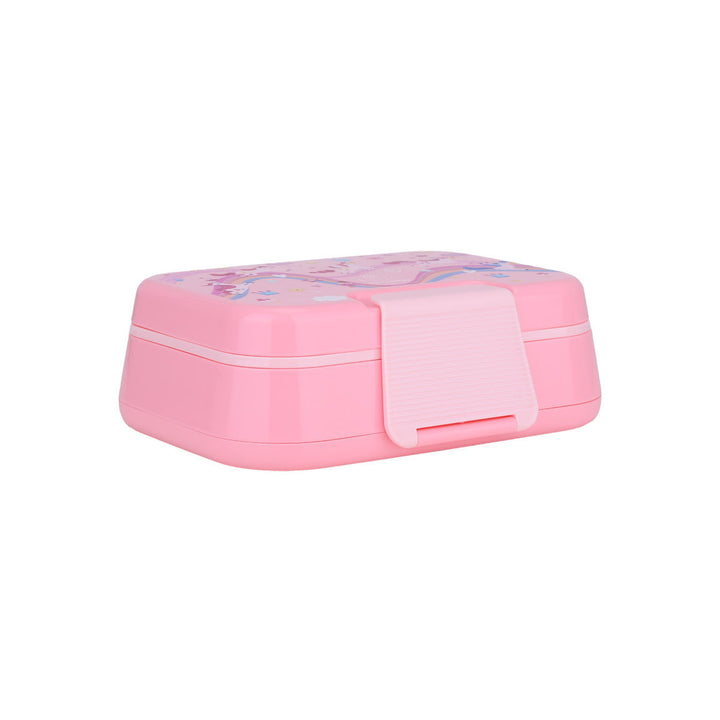 Τάπερ Estia Παιδικό 2 Επιπέδων Με Κουτάλι Και Πιρούνι 1030ml Ροζ Rainbow Dreams