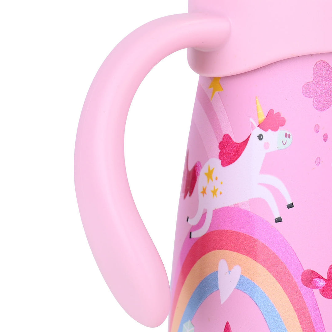 Estia Θερμός Παιδικό Με Λαβές Και Καλαμάκι 300ml Ροζ Με Ουράνιο Τόξο & Unicorns Rainbow Dreams