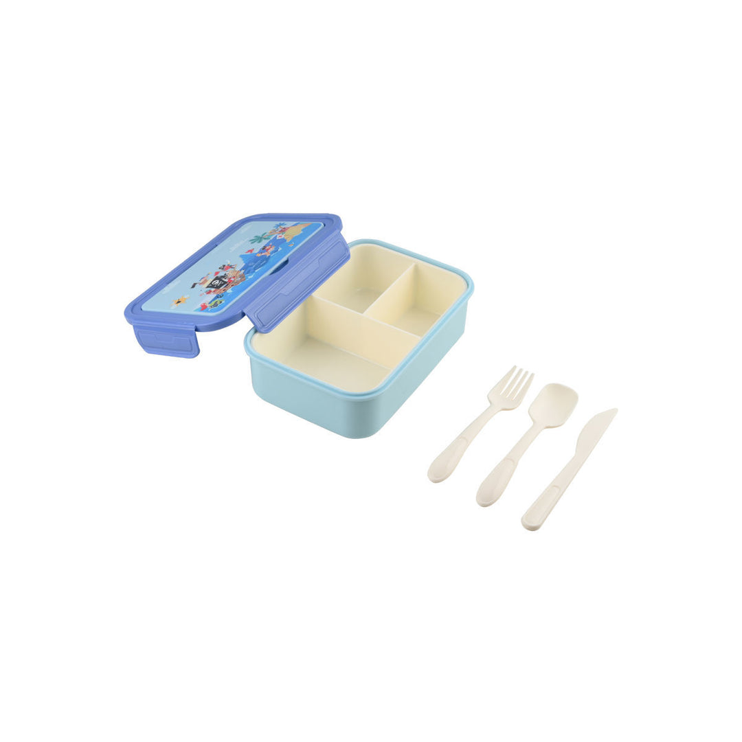 Τάπερ Estia Παιδικό Με 3 Θήκες Κουτάλι Πιρούνι Μαχαίρι 1400ml Μπλε Treasure Quest
