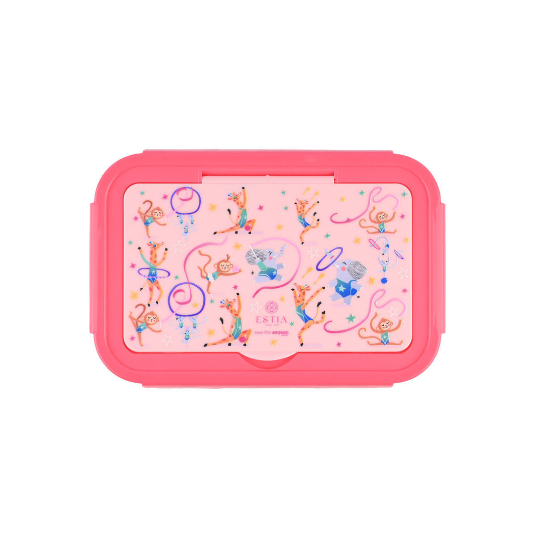 Τάπερ Estia Παιδικό Ανοξείδωτο 2 Θήκες Κουτάλι Πιρούνι Μαχαίρι 900ml Ροζ Wild Stunts