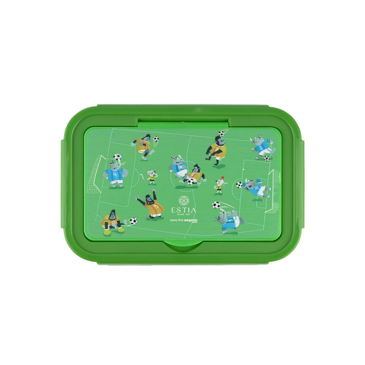Τάπερ Estia Παιδικό Ανοξείδωτο 2 Θήκες Κουτάλι Πιρούνι Μαχαίρι 900ml Πράσινο Jungle Kick