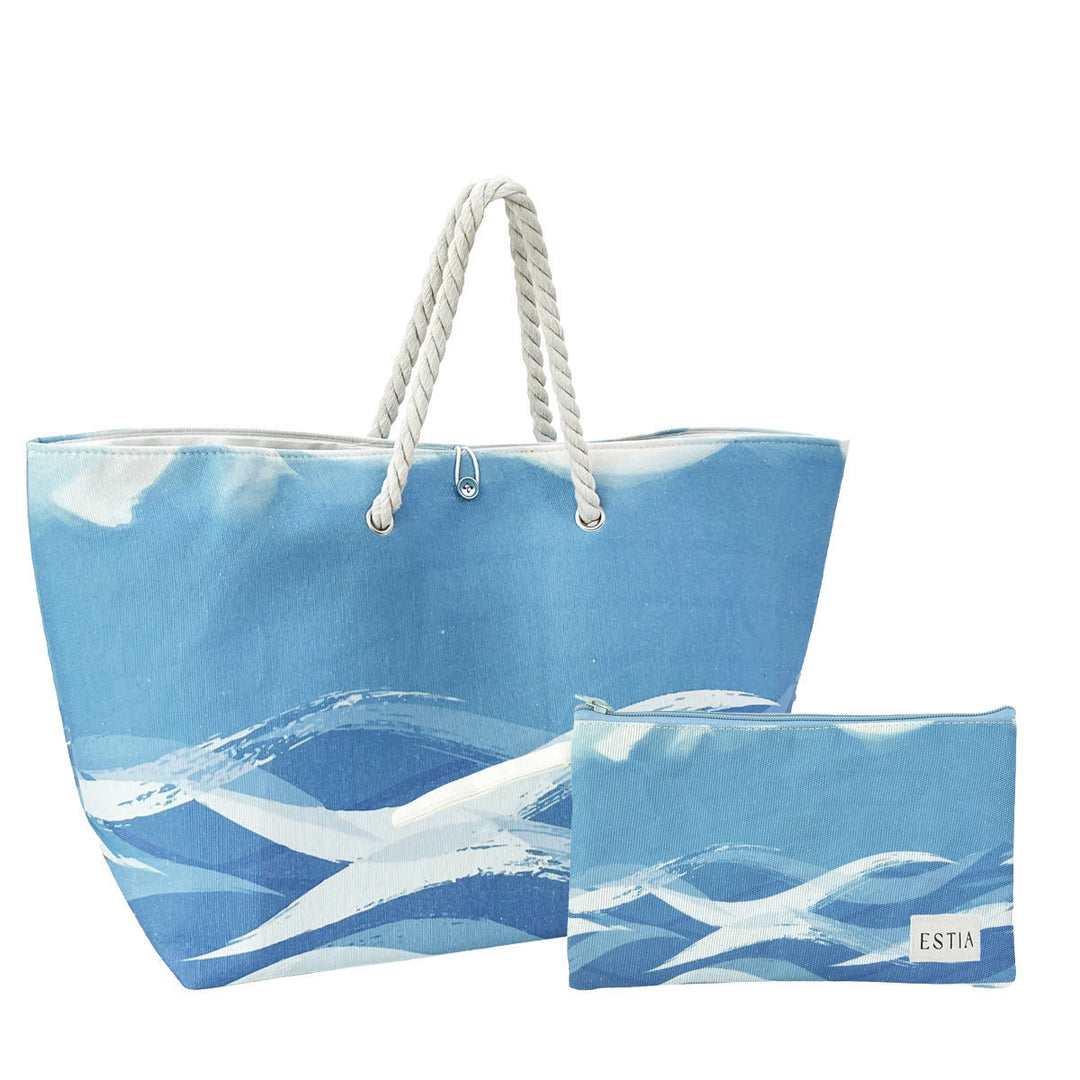 Τσάντα Θαλάσσης Γαλάζια 63X20X36cm Με Τσαντάκι Estia