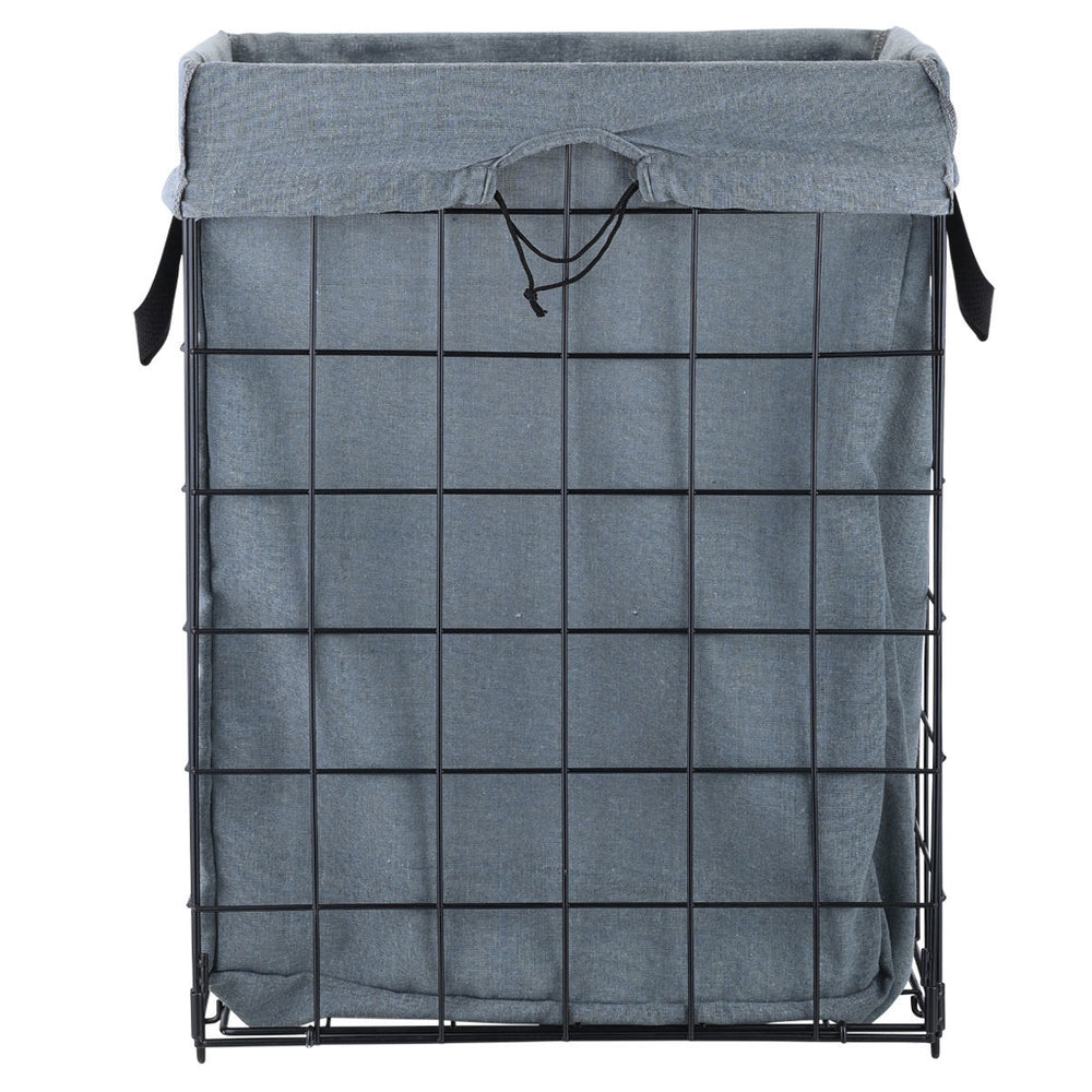 Καλάθι Απλύτων Αναδιπλούμενο Μεταλλικό Γκρι 35x40x55cm Cage Estia