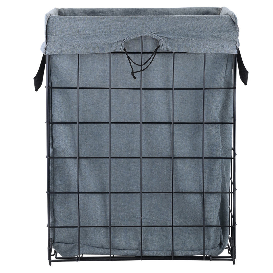 Καλάθι Απλύτων Αναδιπλούμενο Μεταλλικό Γκρι 35x40x55cm Cage Estia