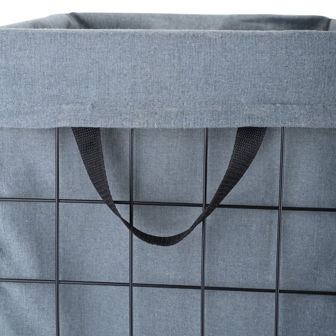 Καλάθι Απλύτων Αναδιπλούμενο Μεταλλικό Γκρι 35x40x55cm Cage Estia