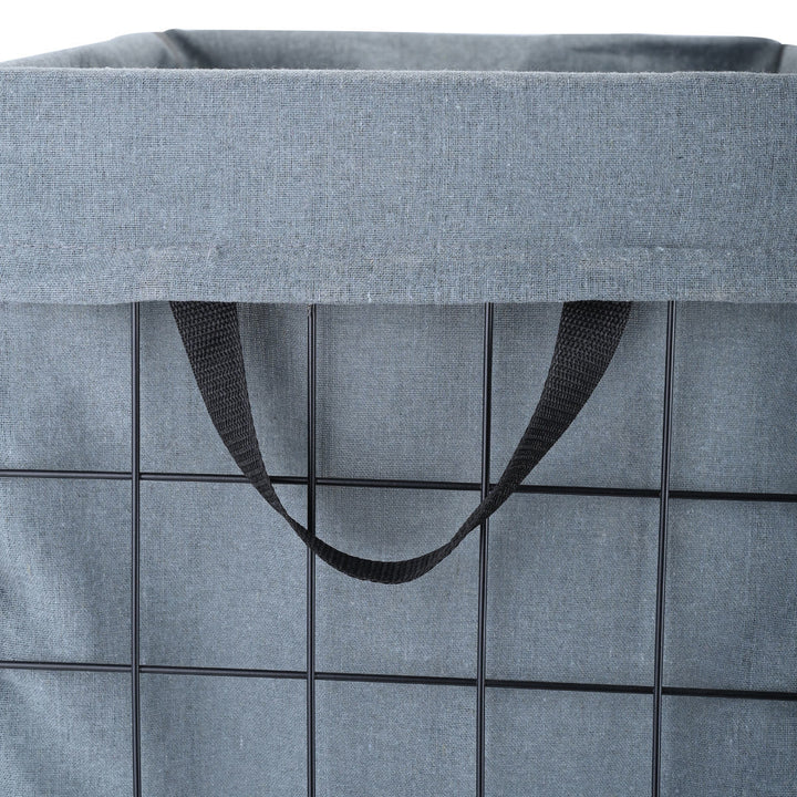 Καλάθι Απλύτων Αναδιπλούμενο Μεταλλικό Γκρι 35x40x55cm Cage Estia