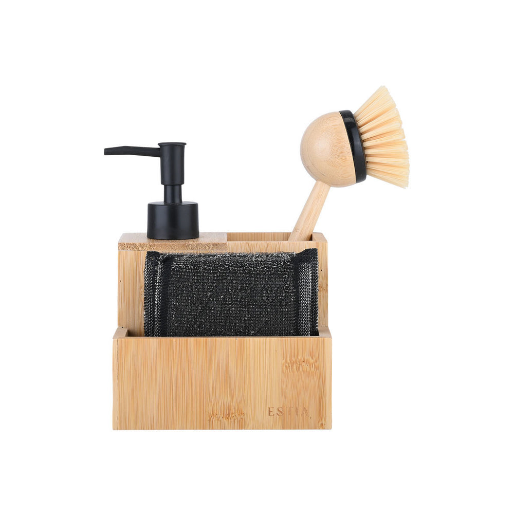 Δοχείο Για Υγρό Πιάτων Bamboo Με Σφουγγάρι Και Βούρτσα Estia 12,5X10,8X13,1cm