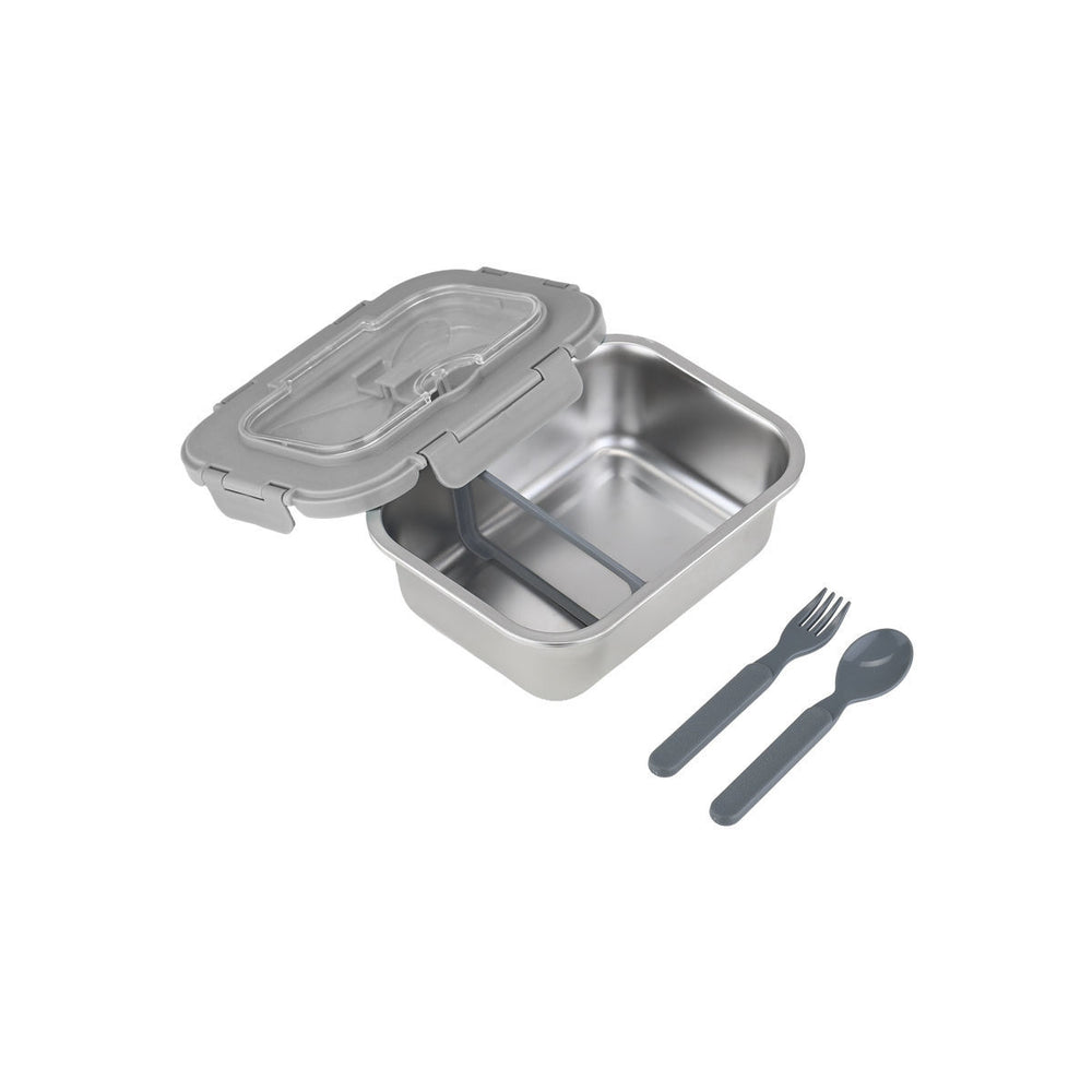 Estia Φαγητοδοχείο Ανοξείδωτο Με Κουτάλι Πιρούνι & Διαχωριστικό 1.2lt Με Πλαστικό Καπάκι