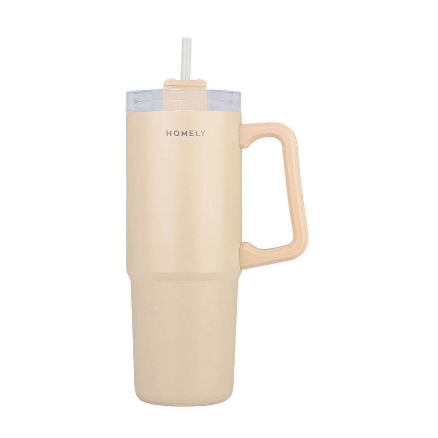 Estia Θερμός Με Καλαμάκι Tumbler Homely 900ml Μπεζ Sandstone
