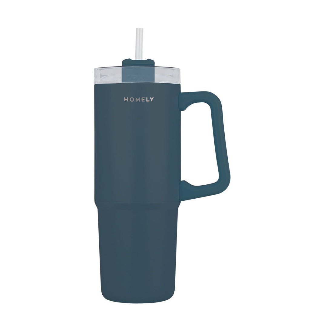 Estia Θερμός Με Καλαμάκι Tumbler Homely 900ml Πετρόλ Indigo Blue