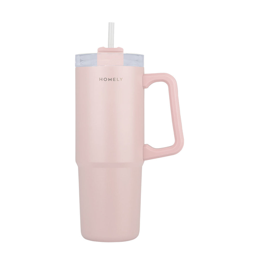 Estia Θερμός Με Καλαμάκι Tumbler Homely 900ml Ροζ Rose Quartz