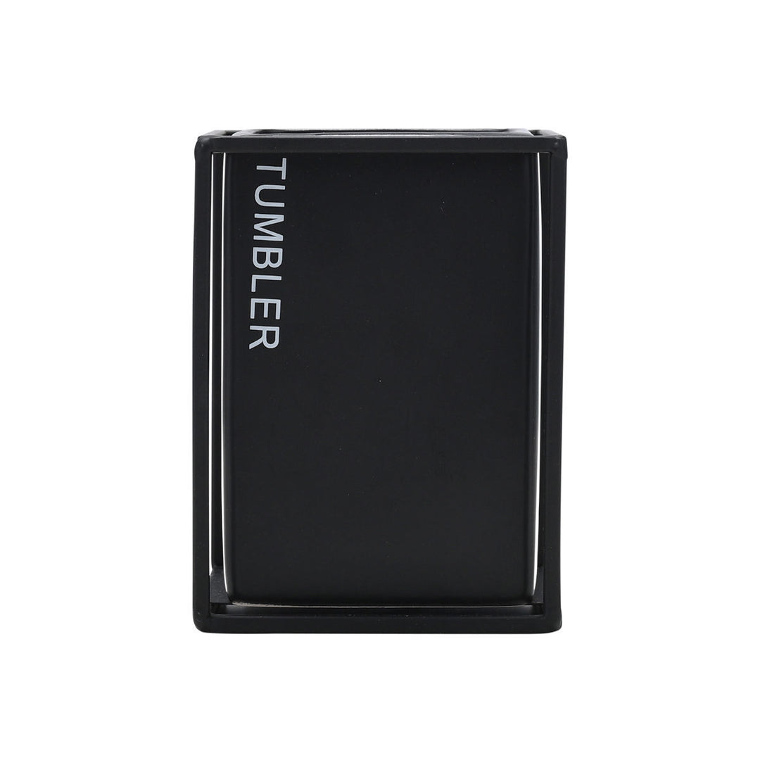 Estia Ποτηράκι Μπάνιου Κεραμικό Μαύρο Με Μεταλλικό Πλαίσιο Cage