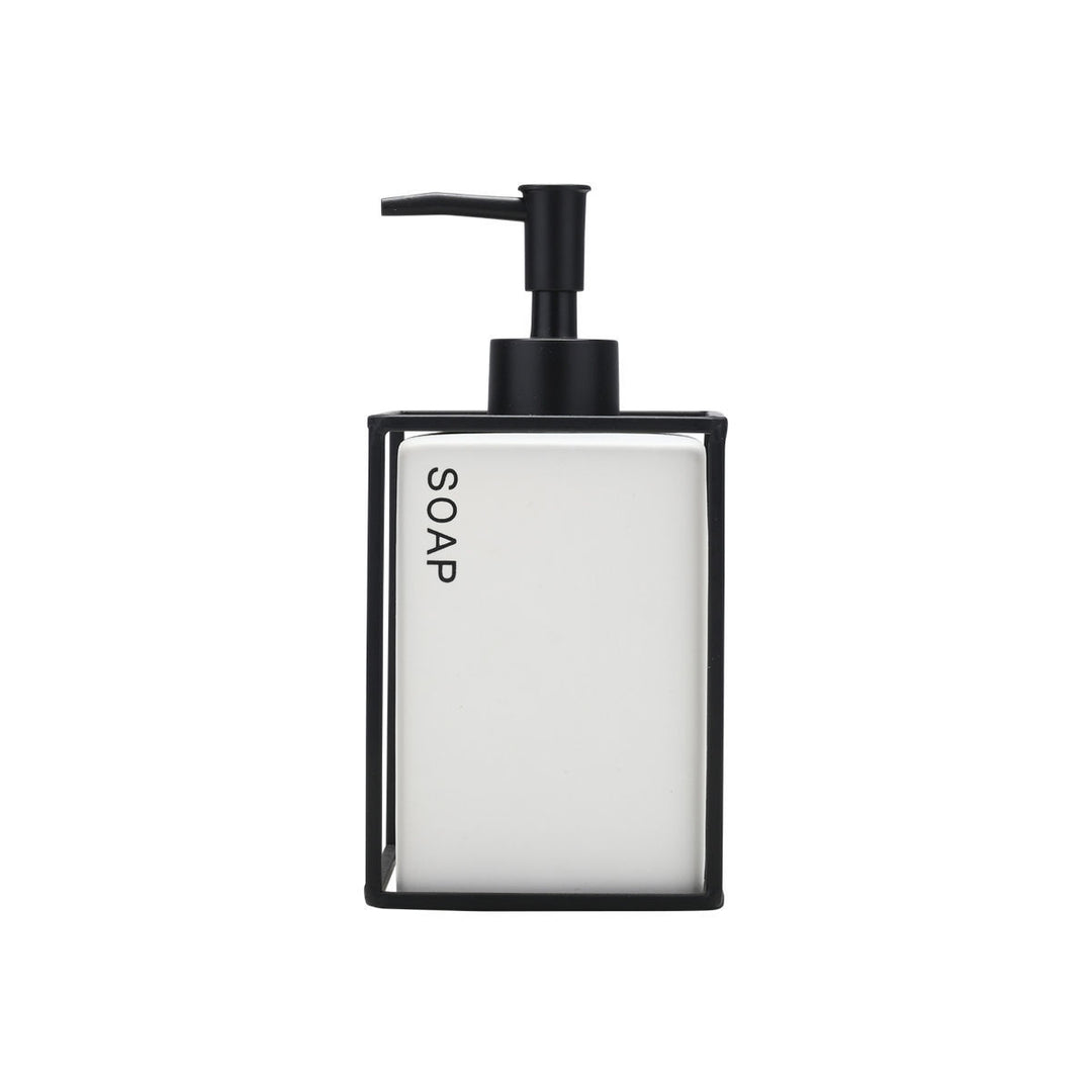 Estia Δοχείο Κρεμοσάπουνου Κεραμικό Λευκό Με Μεταλλικό Πλαίσιο 450ml Cage