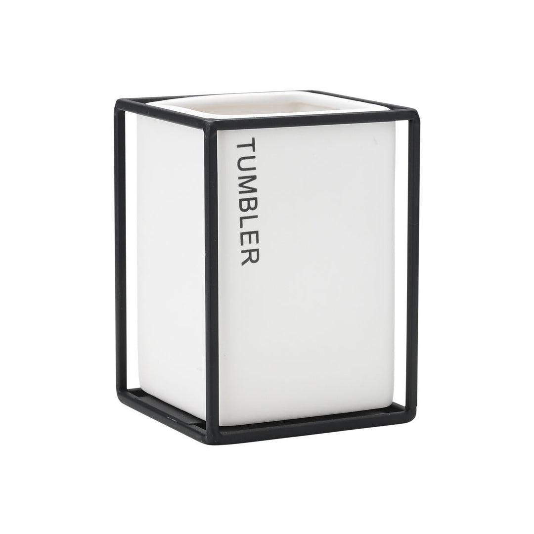 Estia Ποτηράκι Μπάνιου Κεραμικό Λευκό Με Μεταλλικό Πλαίσιο Cage