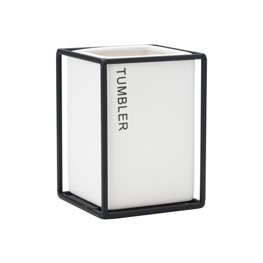 Estia Ποτηράκι Μπάνιου Κεραμικό Λευκό Με Μεταλλικό Πλαίσιο Cage