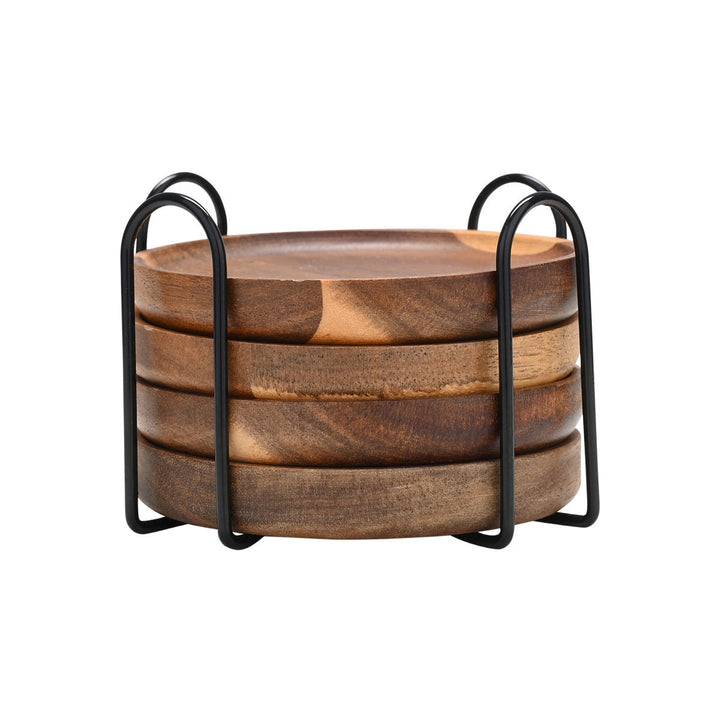 Σουβέρ Ξύλινα Σετ 4τμχ Με Μεταλλική Βάση 10x1.5cm Allure Estia