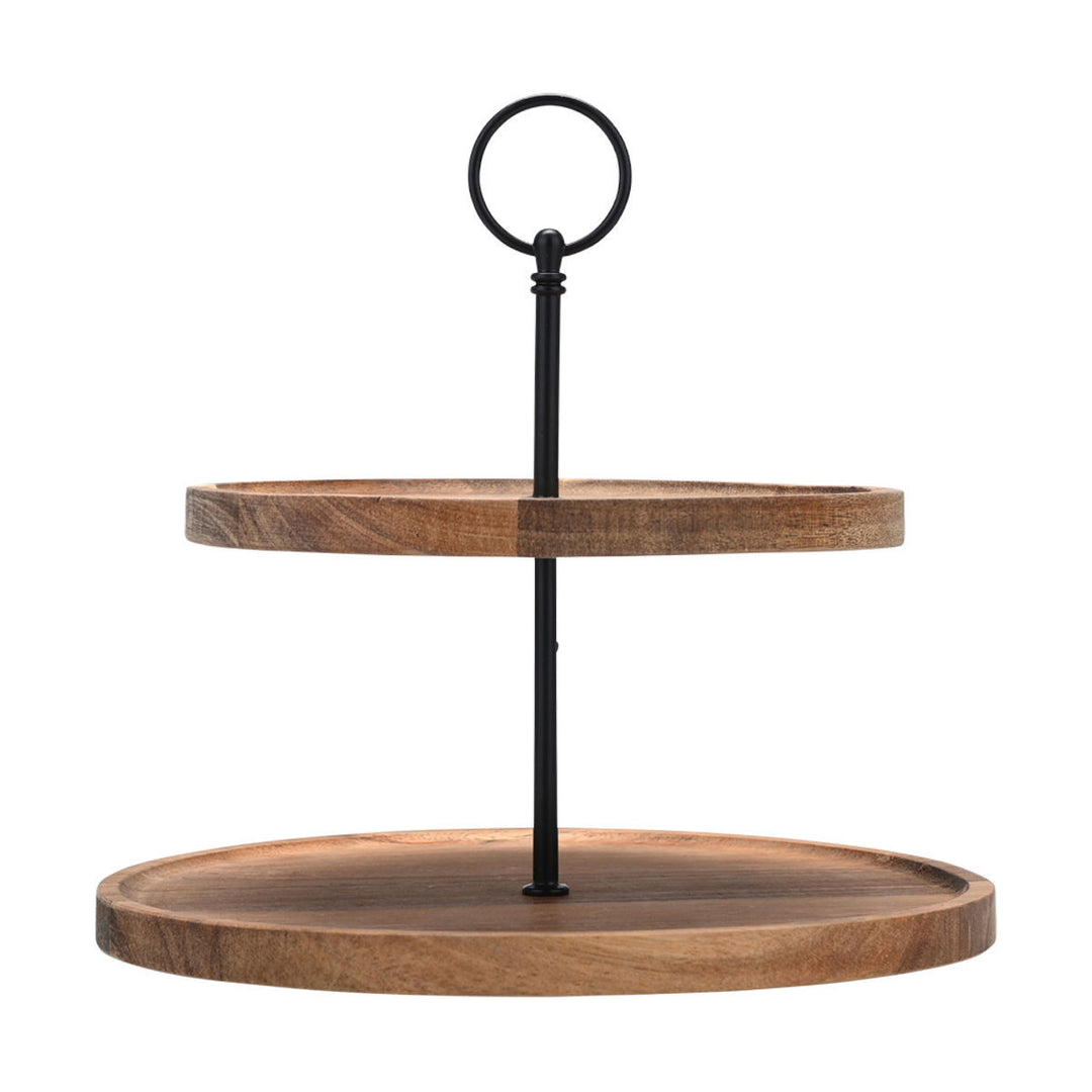 Δίσκος Σερβιρίσματος Από Ξύλο Διόροφος Estia 25X25X25cm