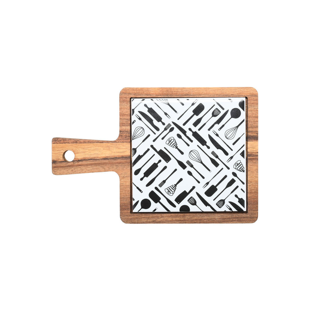 Δίσκος Σερβιρίσματος Για Tapas Από Ξύλο Με Κεραμική Βάση Estia 18X12X1cm