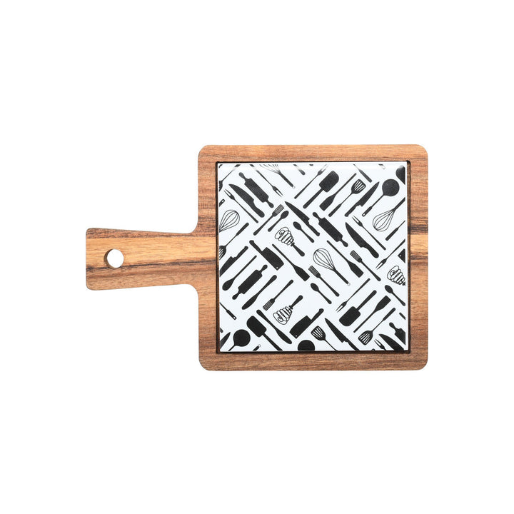 Δίσκος Σερβιρίσματος Για Tapas Από Ξύλο Με Κεραμική Βάση Estia 18X12X1cm
