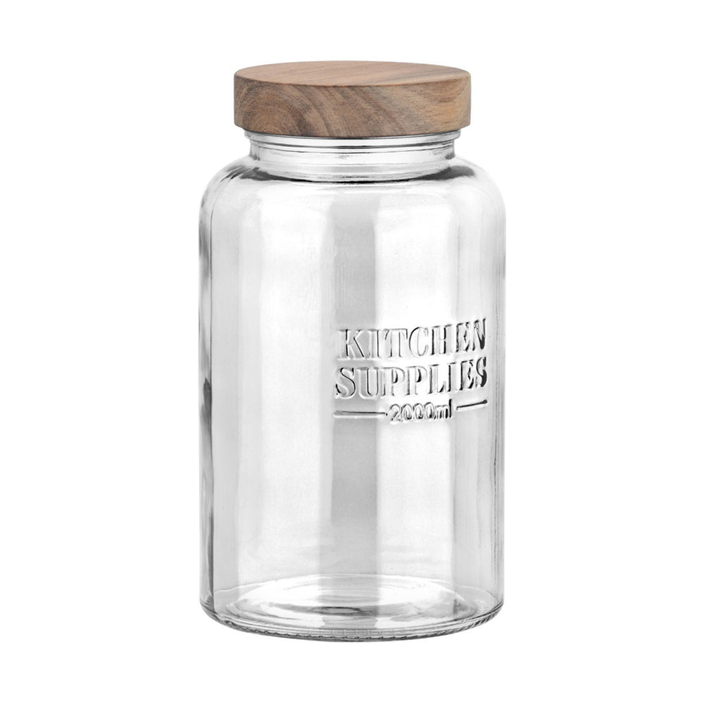 Δοχείο Αποθήκευσης Γυάλινο 2000ml Με Ξύλινο Καπάκι Allure Estia