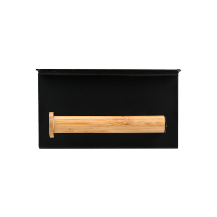 Χαρτοθήκη Επιτοίχια Μεταλλική Μαύρη Με Θέση Για Κινητό Bamboo Essentials Estia