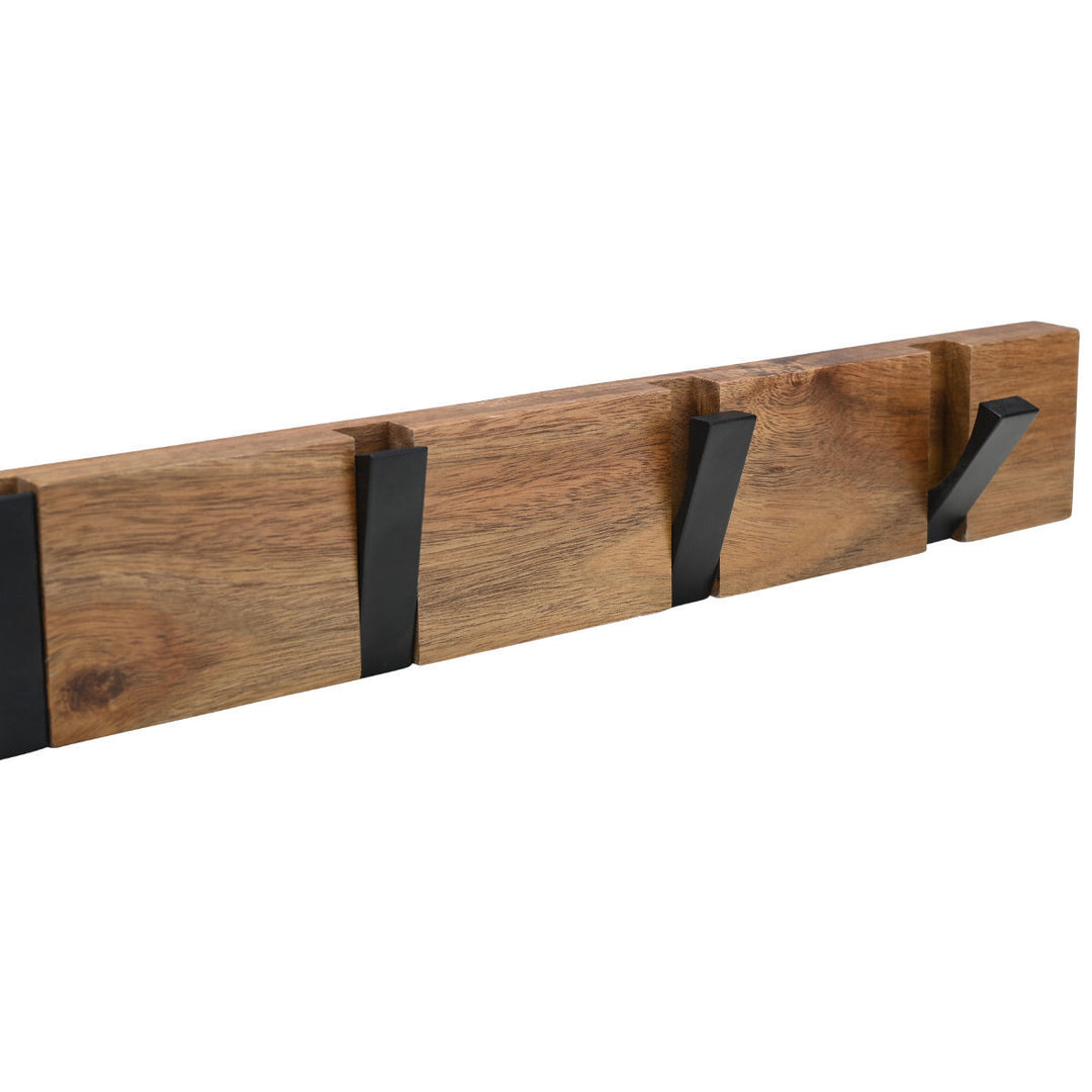 Κρεμάστρα Τοίχου 4 Θέσεων Με Αναδιπλούμενους Γάντζους Ξύλινη Estia