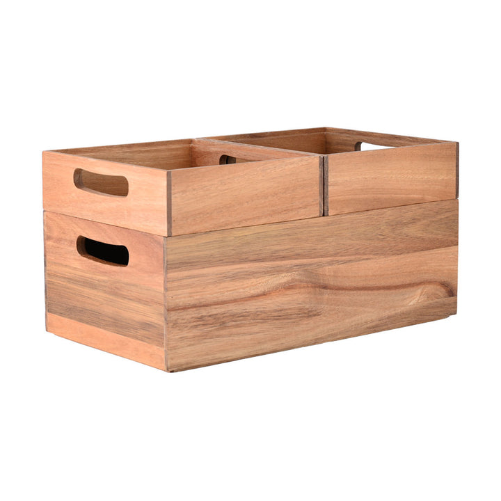 Κουτί Αποθήκευσης Και Οργάνωσης Στοιβαζόμενο Με Λαβές Ξύλινο 35x20 Allure Estia