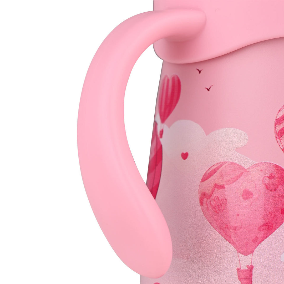 Estia Θερμός Παιδικό Με Λαβές Και Καλαμάκι 300ml Ροζ Με Αερόστατο Love Ascend