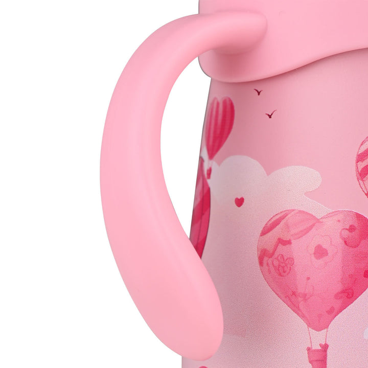 Estia Θερμός Παιδικό Με Λαβές Και Καλαμάκι 300ml Ροζ Με Αερόστατο Love Ascend