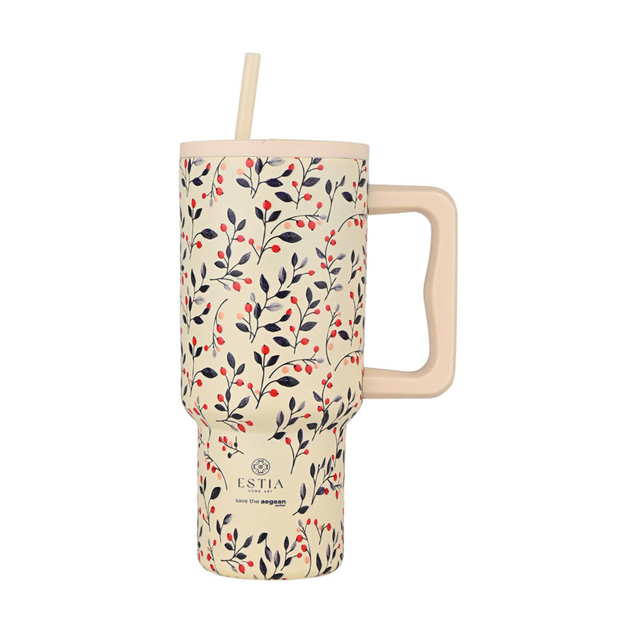 Θερμός Straw Tumbler XL Save The Aegean 900ml Bloom Beige Estia