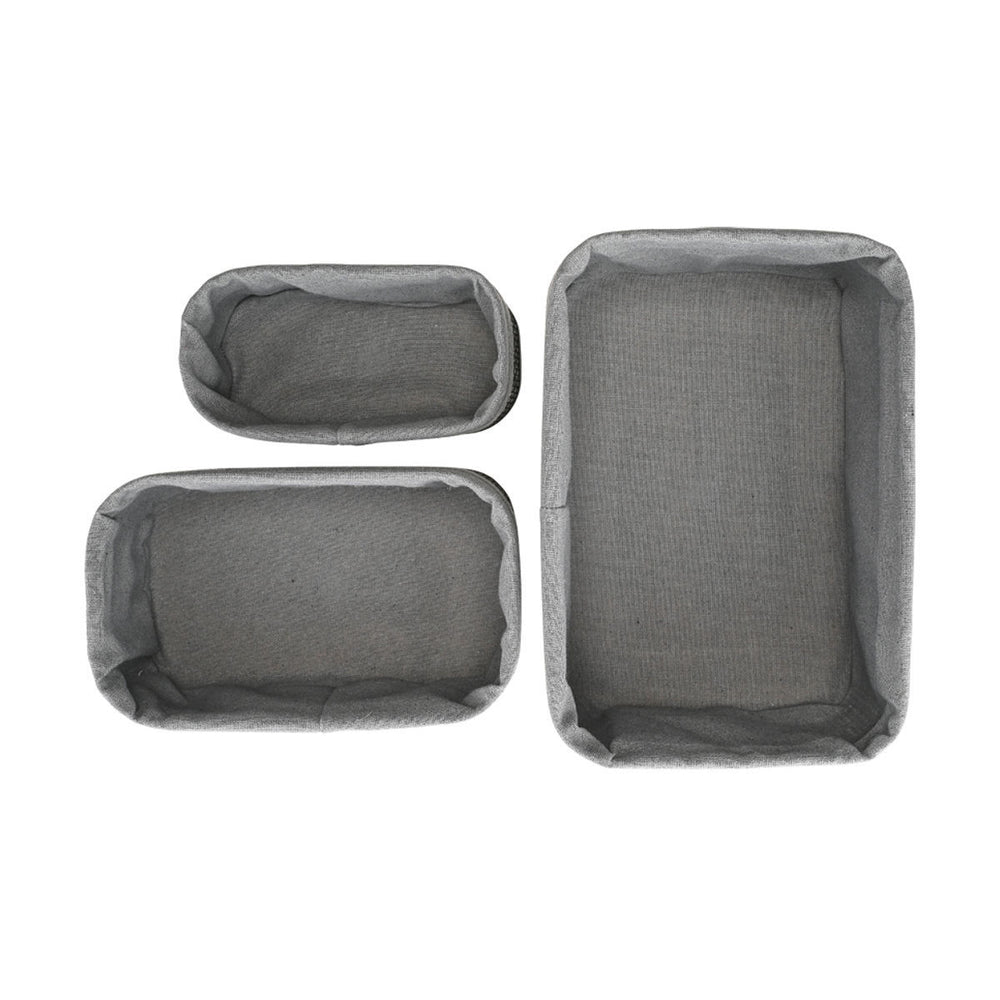 Καλάθι Αποθήκευσης & Οργάνωσης Με Επένδυση Σετ 3τμχ Μαύρο Bamboo Essentials Estia