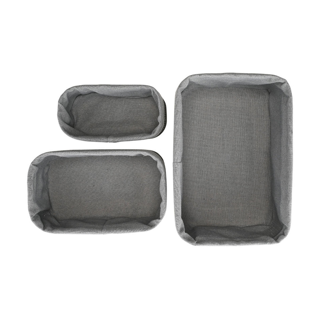 Καλάθι Αποθήκευσης & Οργάνωσης Με Επένδυση Σετ 3τμχ Μαύρο Bamboo Essentials Estia