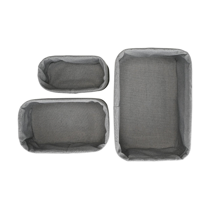 Καλάθι Αποθήκευσης & Οργάνωσης Με Επένδυση Σετ 3τμχ Μαύρο Bamboo Essentials Estia