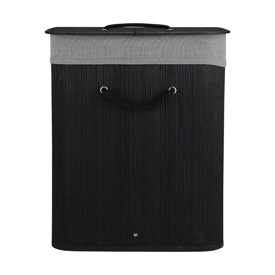 Καλάθι Απλύτων Bamboo Essentials Πτυσσόμενο Ορθογώνιο 60lt Μαύρο Νέα Πλέξη Estia