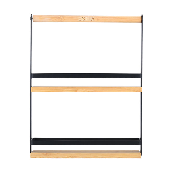 Θήκη Οργάνωσης 2 Επιπέδων Με Χερούλι Μεταλλική Μαύρη Bamboo Essentials Estia