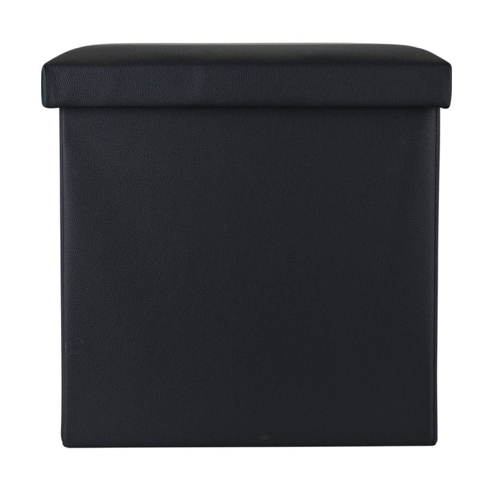 Σκαμπό Μαύρο Δερμάτινο Με Αποθηκευτικό Χώρο 38x38cm Cube Estia