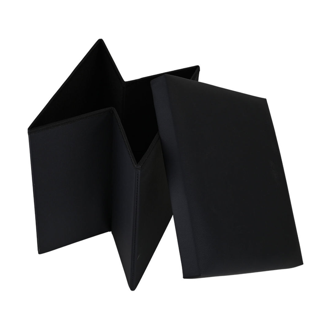 Σκαμπό Μαύρο Δερμάτινο Με Αποθηκευτικό Χώρο 38x38cm Cube Estia